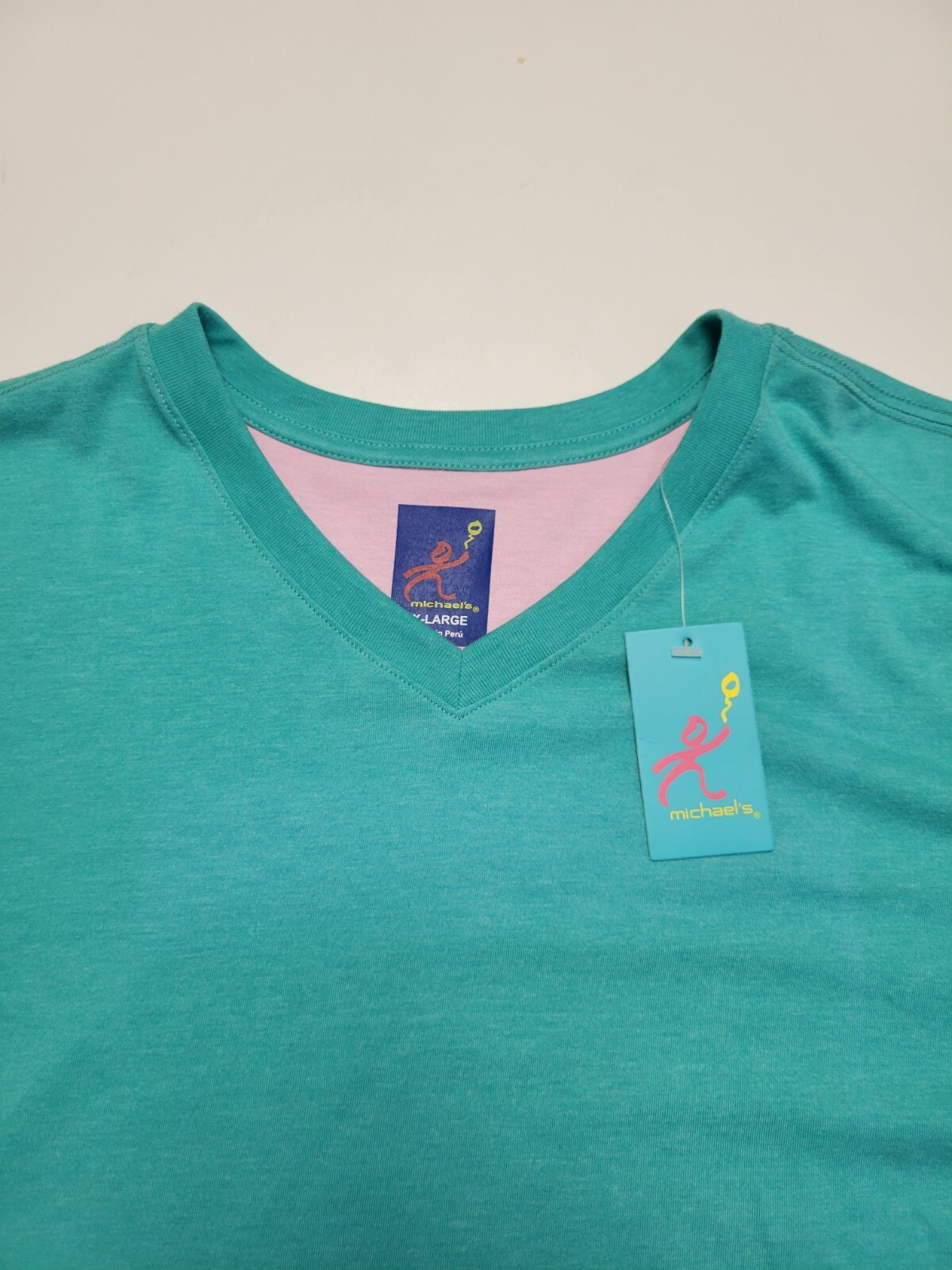 $59 New MICHAEL'S V-Neck SS Shirt Men's XL X-LARGE Teal Green Cotton Poly Blend gallery