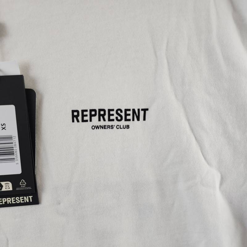 REPRESENT Owners Club Oversized Fit T-Shirt Mens XS Flat White Crewneck Pullover gallery