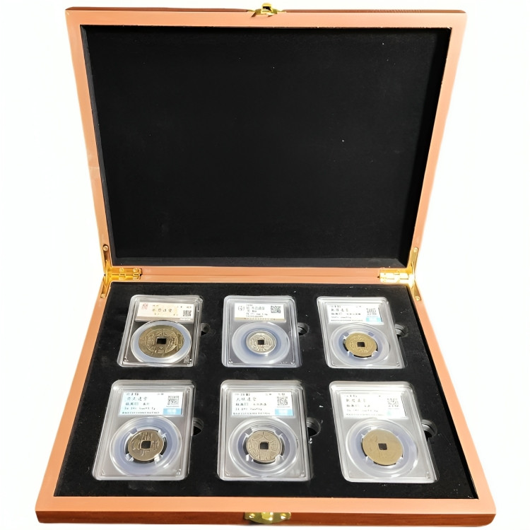 Solid Wood Display Storage Box Case for 6 Certified Coin Slab Holders – PCGS/NGC