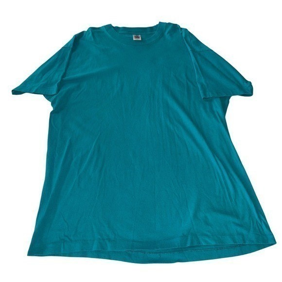 VTG 90s Fruit of the Loom Blank T Shirt XL Teal Single Stitch Made in USA Grunge gallery