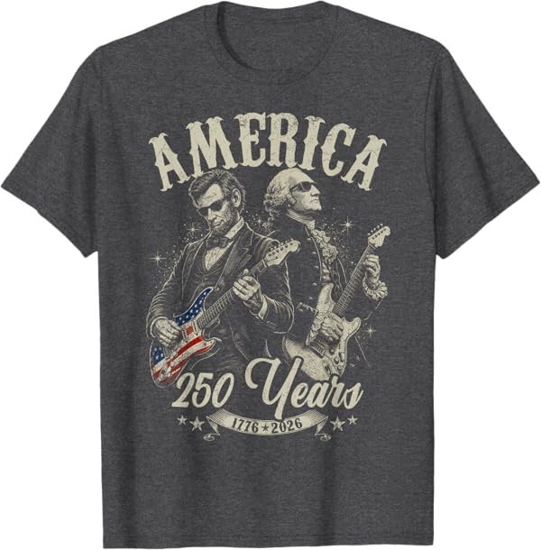 George Washington Lincoln Playing Guitar Abe Lincoln 250th T-Shirt gallery