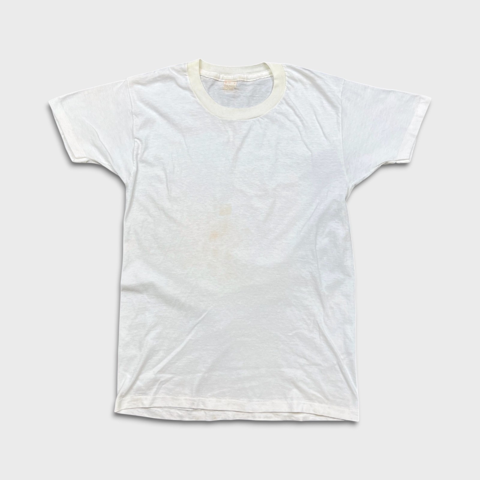 Vintage 80s Blank T Shirt Mens Medium White Single Stitch Basic Short Sleeve Tee gallery