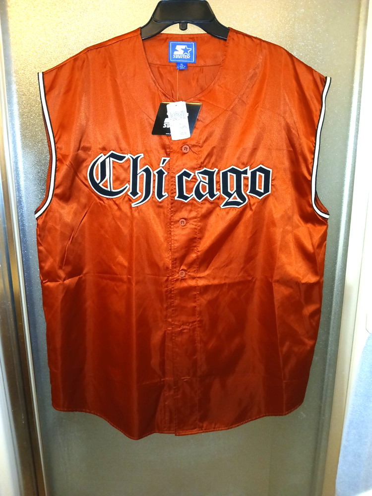 Vintage NWT Starter Jersey Chicago Satin White Sox Bulls XL Button Up Sleeveless