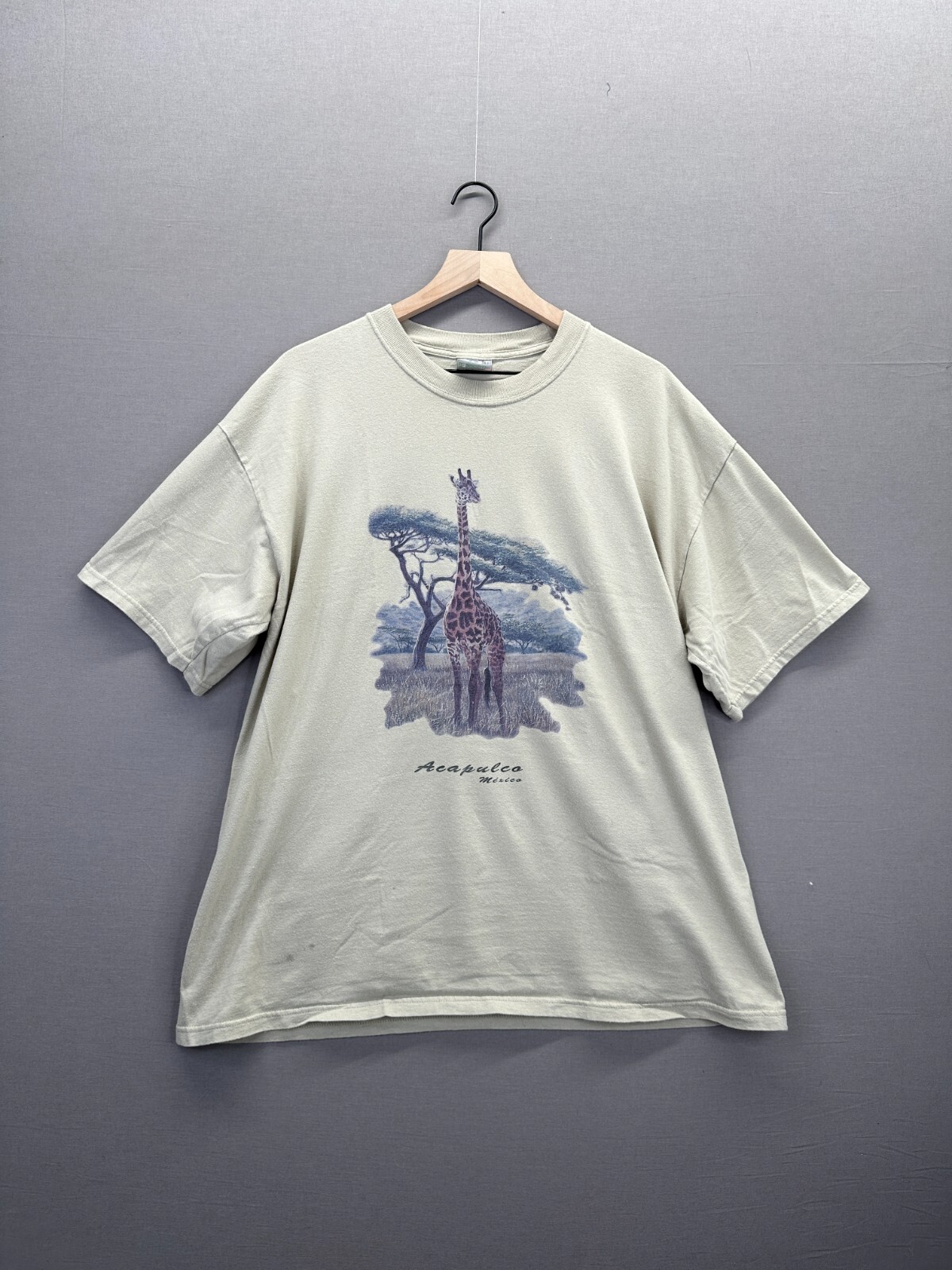 Hot Stuff Womens Beige T-Shirt Giraffe Acapulco Short Sleeve Crew Neck No Size gallery