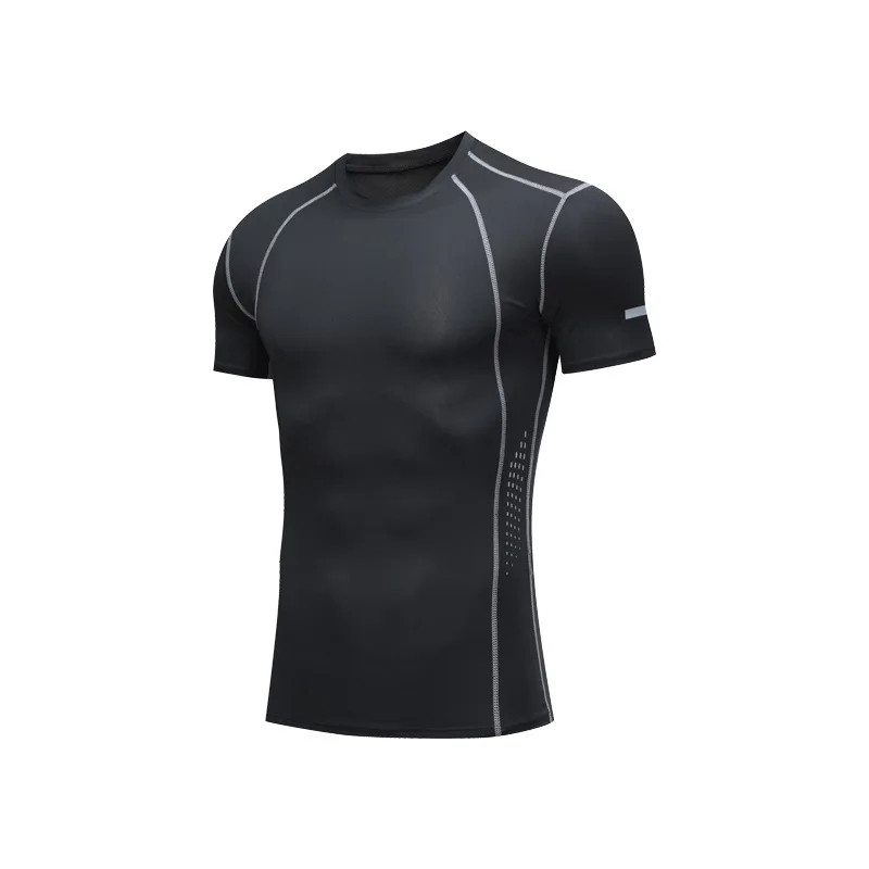 Men's High Stretch Short Sleeved Tight Fitting Sports and Fitness Sweatshirt Bre gallery