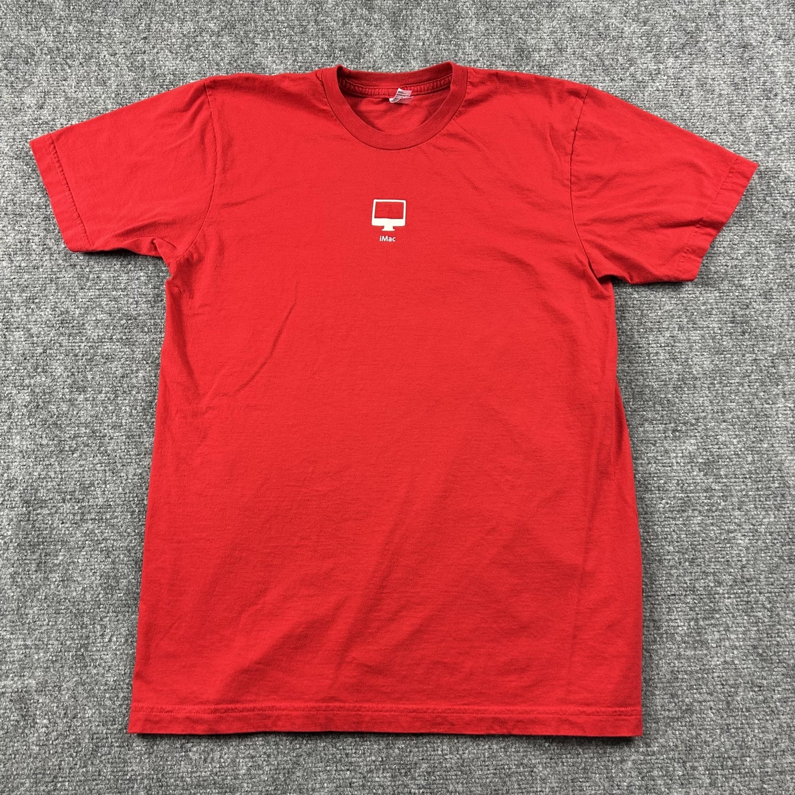 Apple Employee IMac Shirt Mens Medium Red Graphic Logo Tee American Apparel Mac