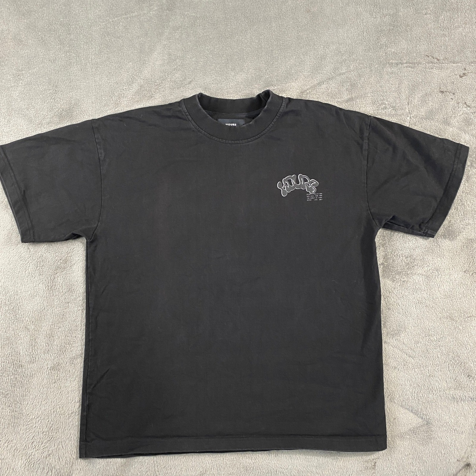 Hours Collection T-Shirt Unisex M Black Graphic Boxy Heavyweight Streetwear Tee gallery