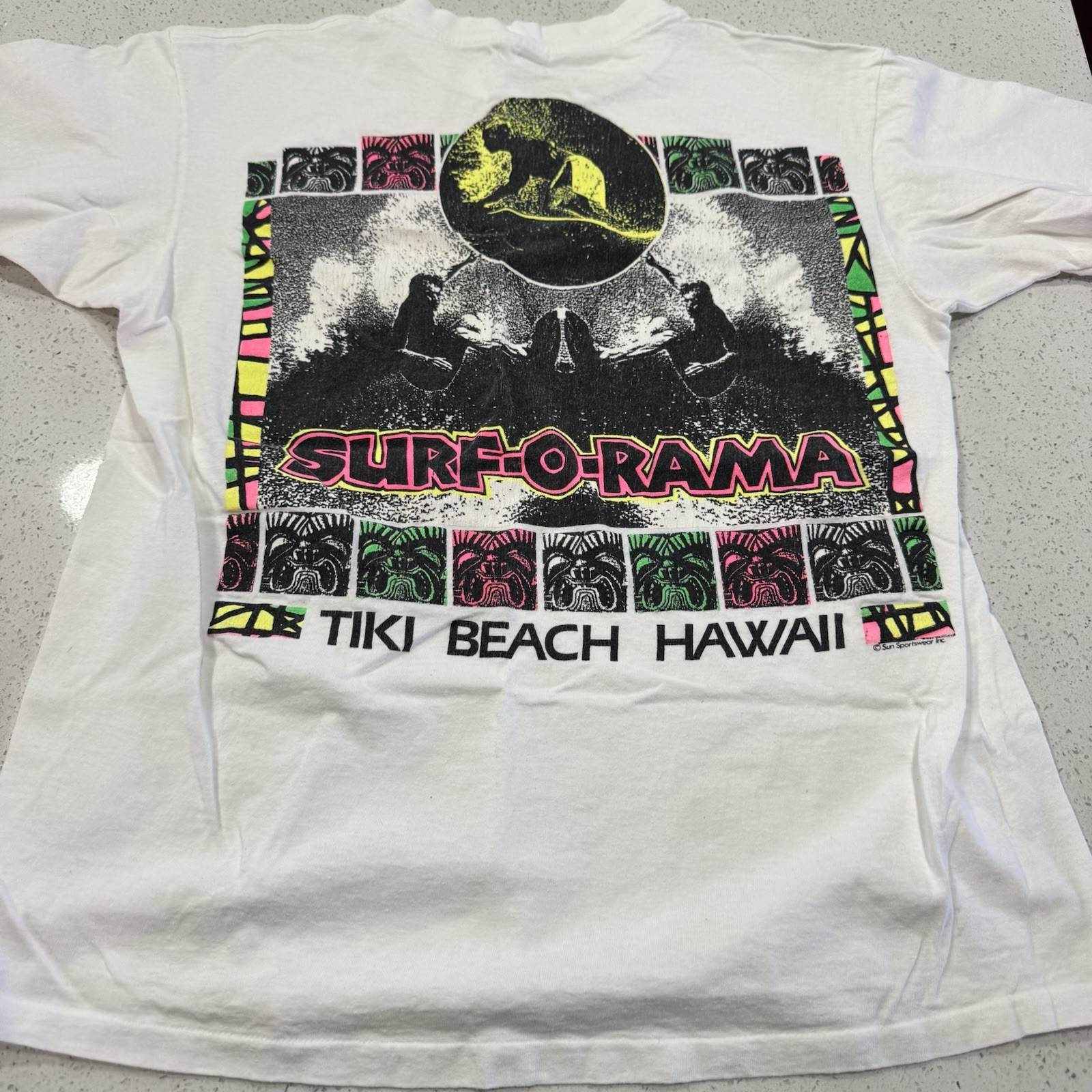 Vintage T Shirt Men Dual Double Side Single Stitch USA Tiki Beach Surf 90s Neon gallery