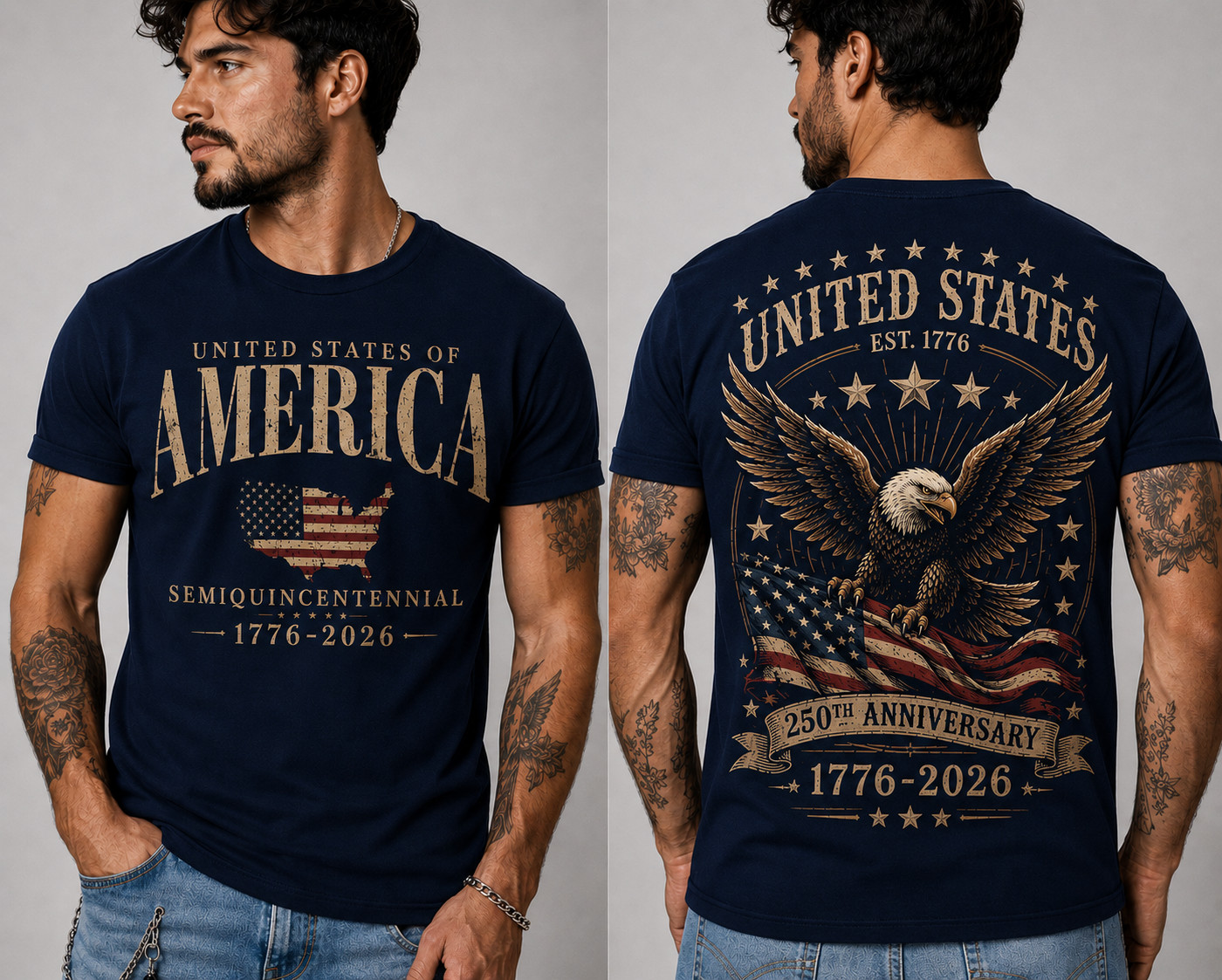 250 Years American Flag Bald Eagle 250th Anniversary USA T-Shirt Size S-5XL gallery