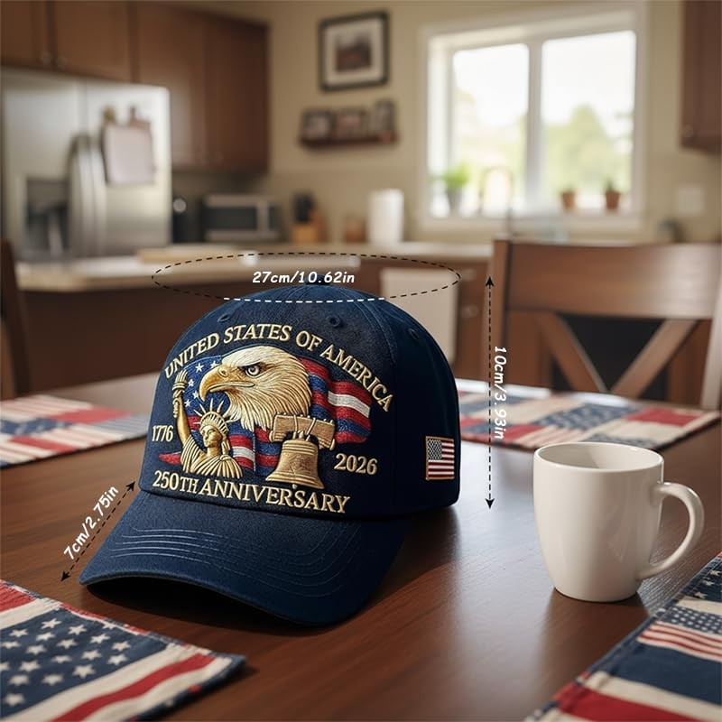 250 Anniversary USA Hat â€“ United States 250th Anniversary Adjustable Cyan gallery