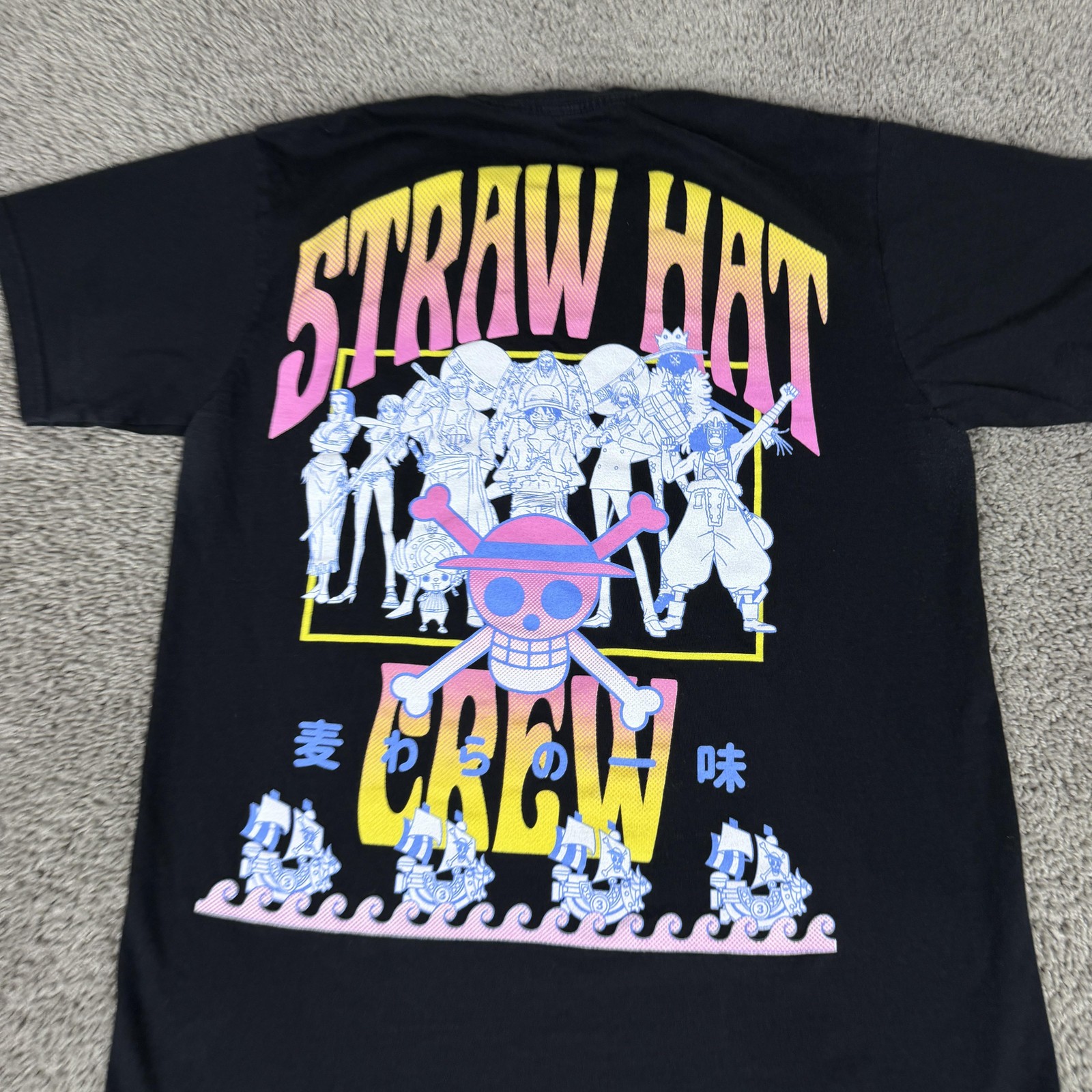One Piece Straw Hat Crew Shirt Mens Medium Black Graphic Tee Ripple Junction gallery