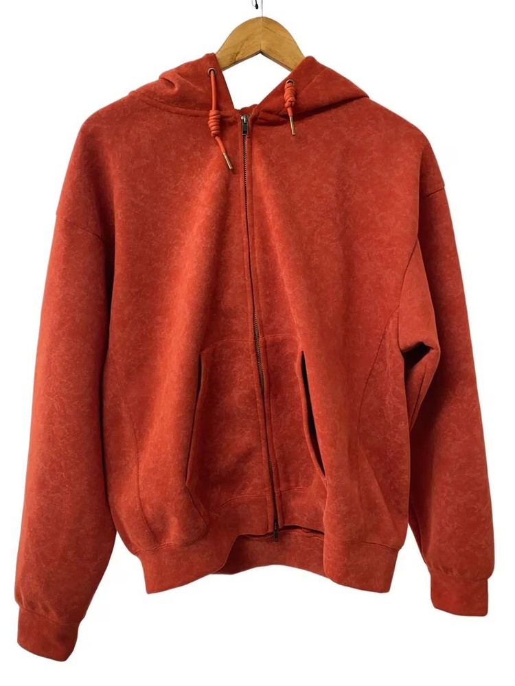 417 EDIFICE (417 by EDIFICE) Spray Cardboard Zip Hoodie, Size L, Cotton, Orange,
