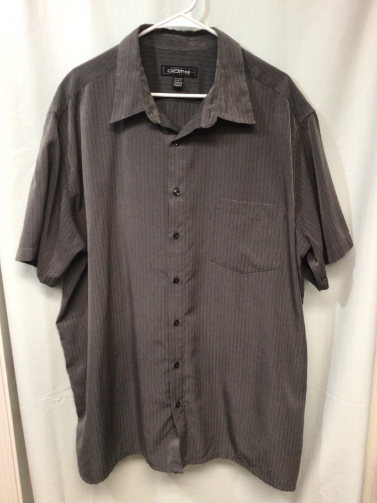Linea Dome Gray Striped 2XLT Short Sleeve Polyester Button Up Shirt B5
