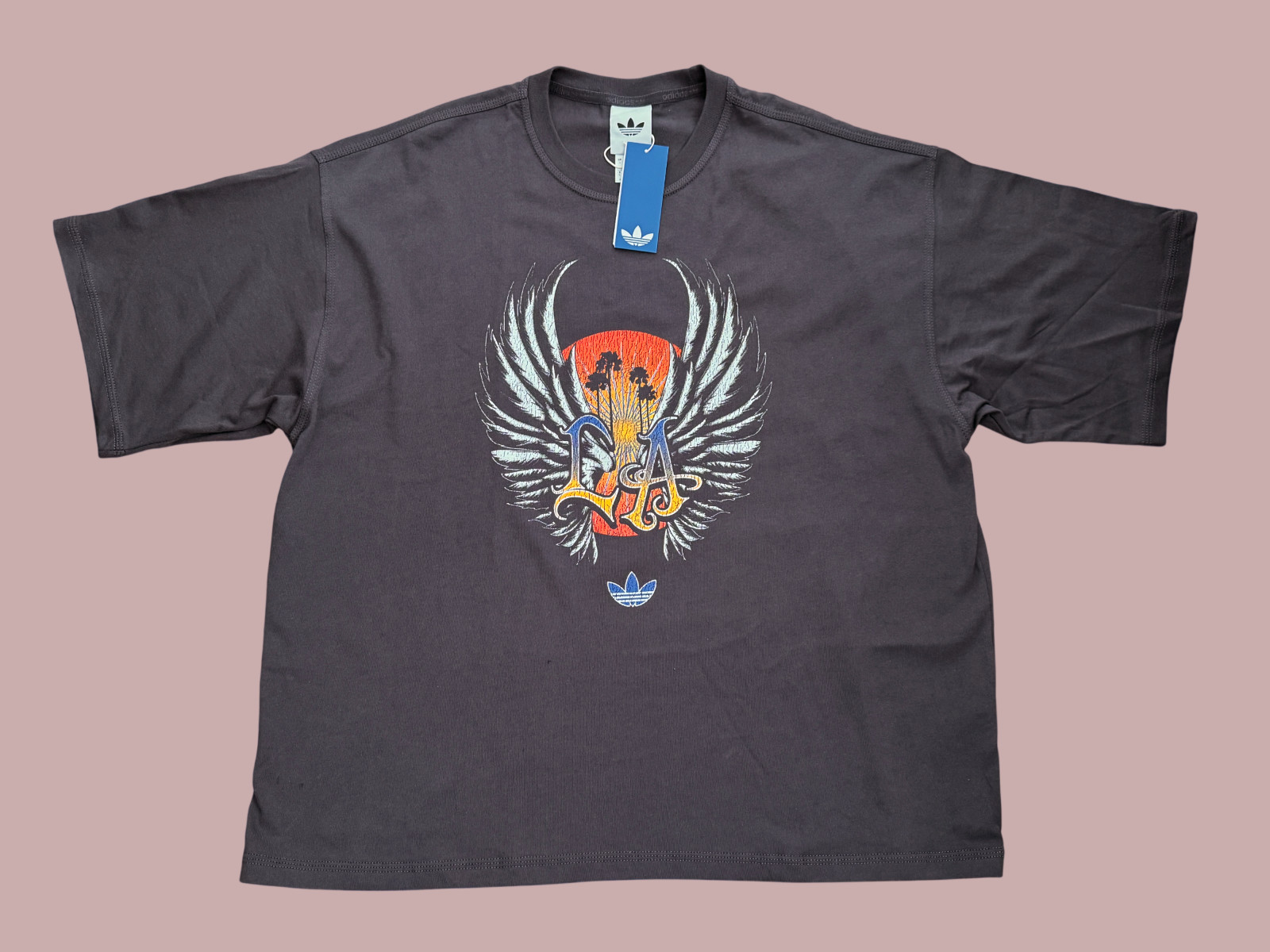 Adidas Originals LA Wings Retro Tee Utility Black Oversized T-Shirt Men’s Sz L