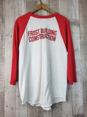 Andover Indians White and Red Raglan Long Sleeve Baseball Tee. Medium.