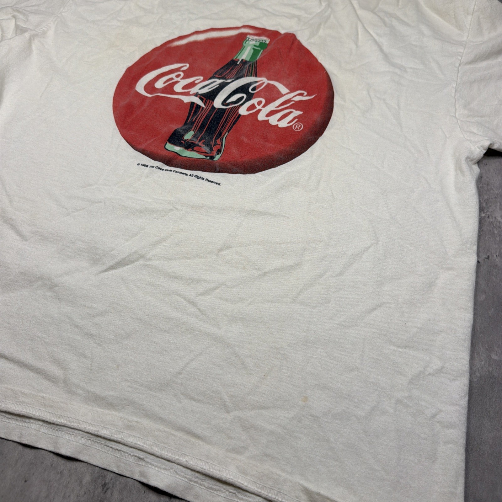 Vintage 1998 Coca-Cola Coke Classic Glass Bottle Logo Promo T-Shirt USA Made XL gallery