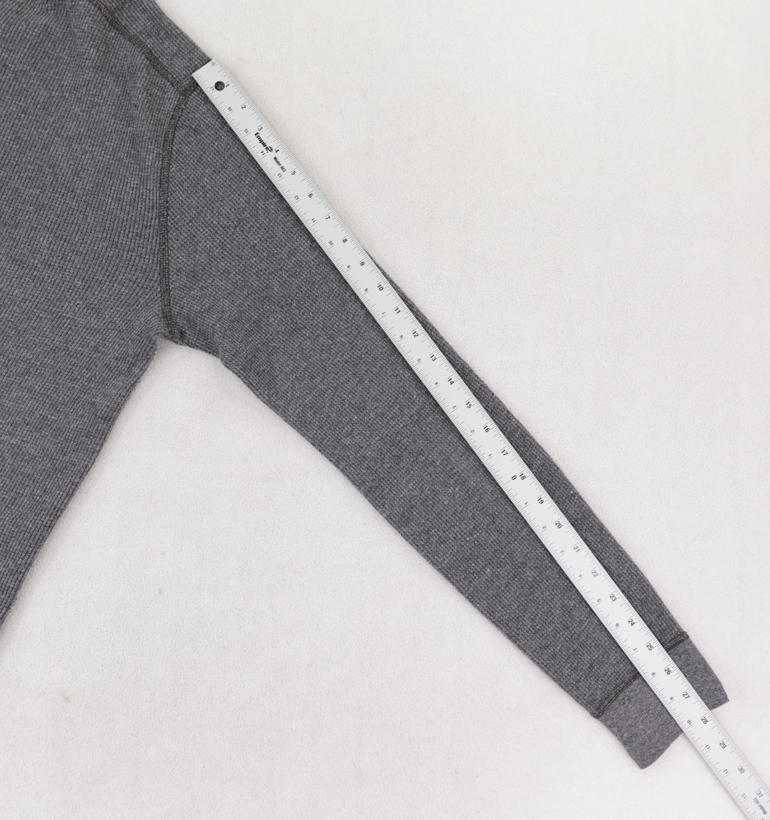 Wallace & Barnes Waffle Henley Shirt Men's Medium Tall Gray Thermal Long Sleeve gallery