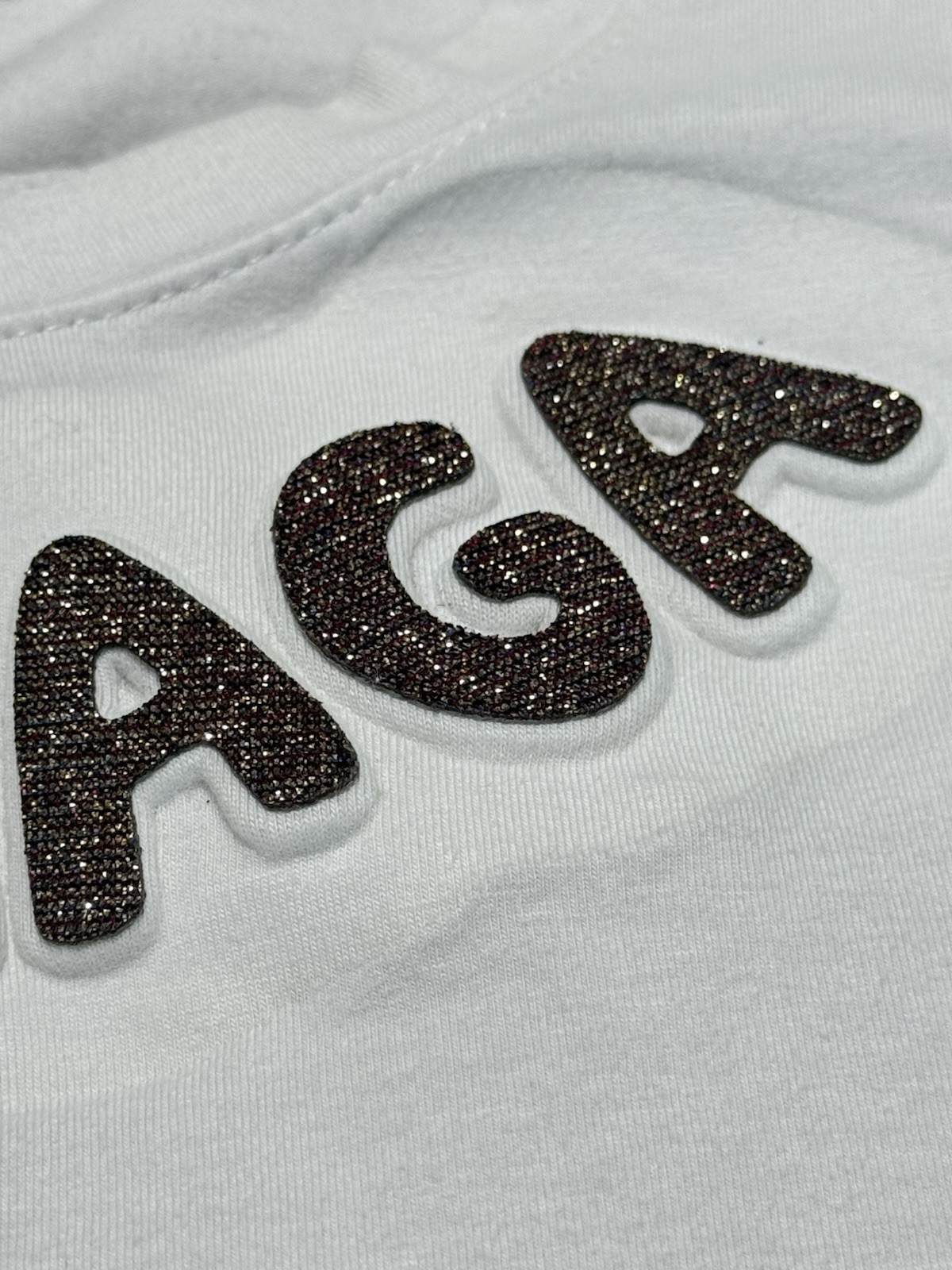 Balenciaga White T-Shirt 3D Logo Glitter Rhinestone Embellished Mens Size XL gallery