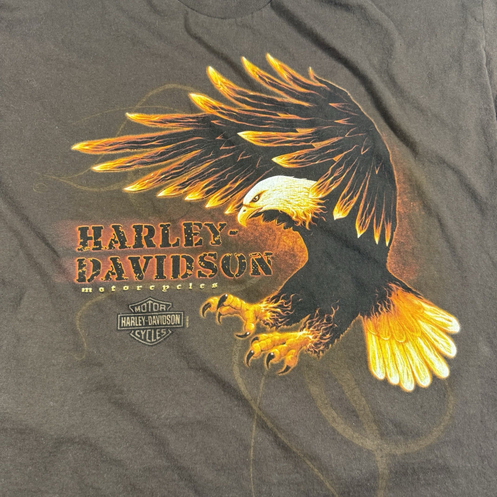 2012 Harley Davidson Savannah GA Flame Eagle Palm Tree Graphic T-Shirt Brown XL gallery