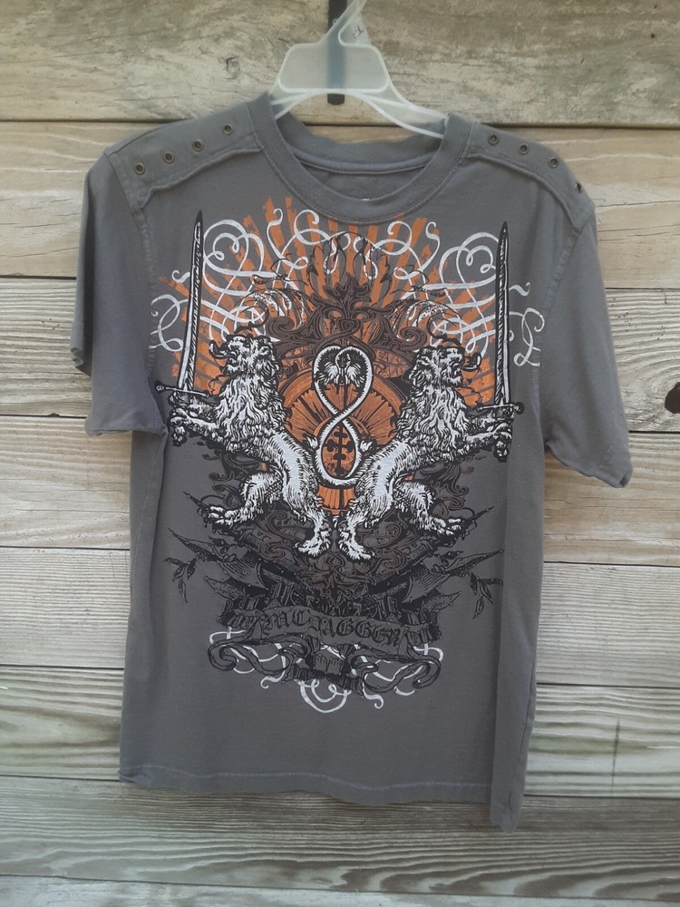Men's Size M McDagger 100% Cotton Beaded Lion Crest Graphics T-Shirt