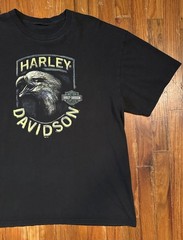 Harley Davidson Eagle Wolf Native American Graphic T Shirt Black Bear VA L
