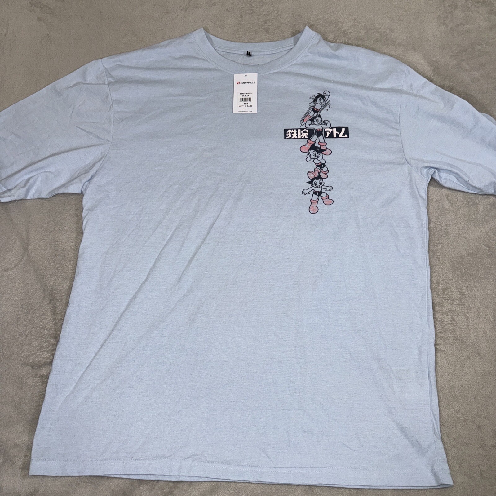 ASTRO BOY X SOUTH POLE TOKYO SIZE 4XB Blue SHIRT ANIME 60s CARTOON JAPAN