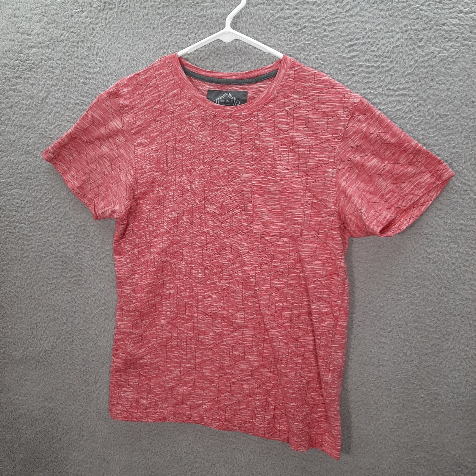 Bruno Shirt Adult Large Red White Geometric Lightweight Stretch Preppy Workwear gallery