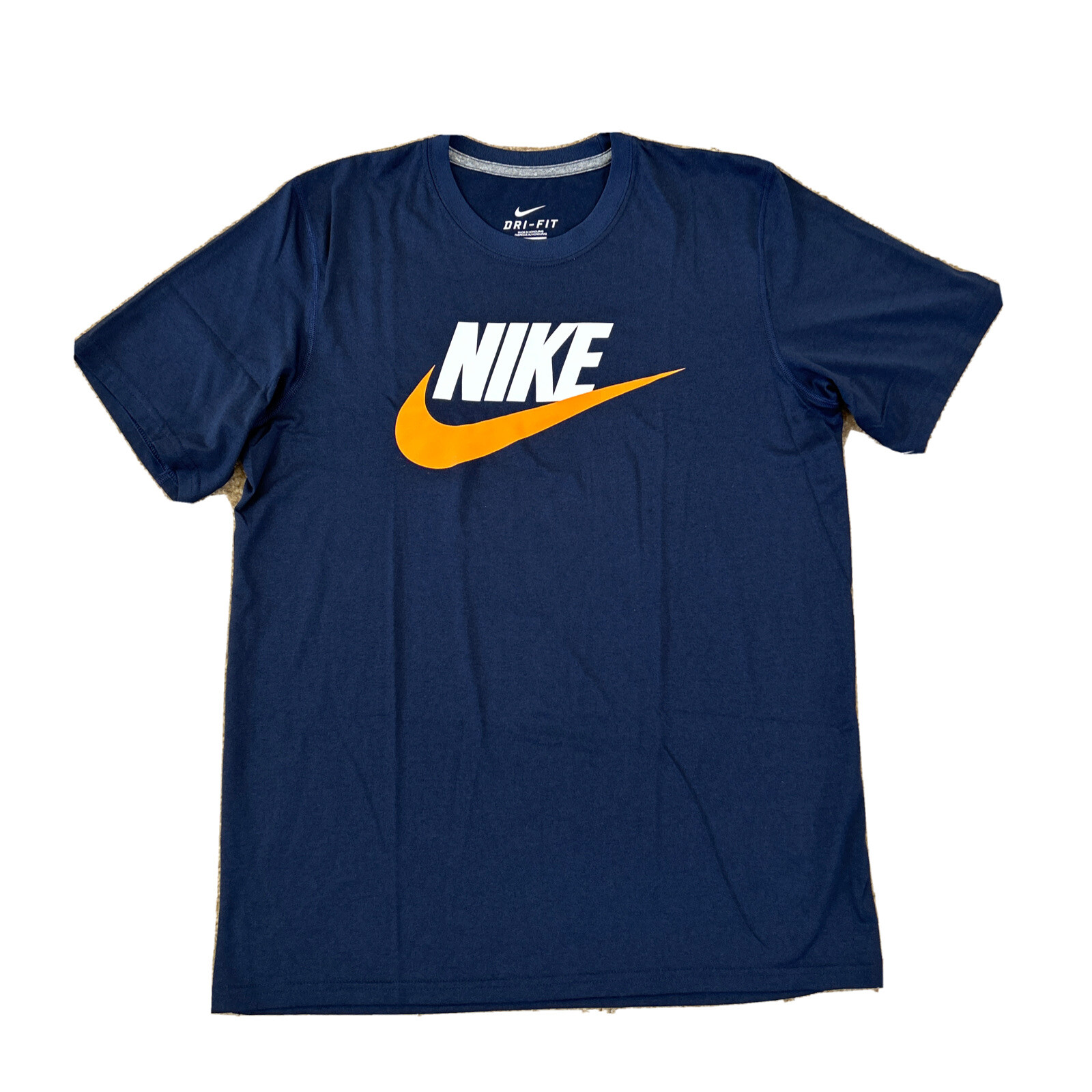 NIKE Mens Dri Fit Shirt M Blue Orange Short Sleeve Running Gym Basketball