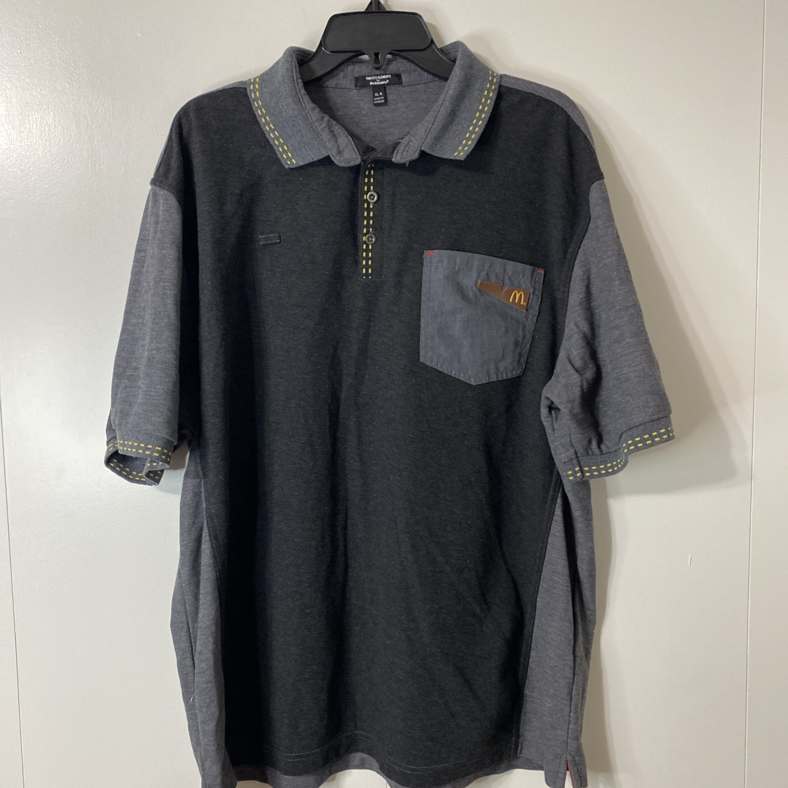 McDONALDS Gray 2-Tone EMPLOYEE WORK POLO Uniform Fast Food Crew Shirt Men’s XL