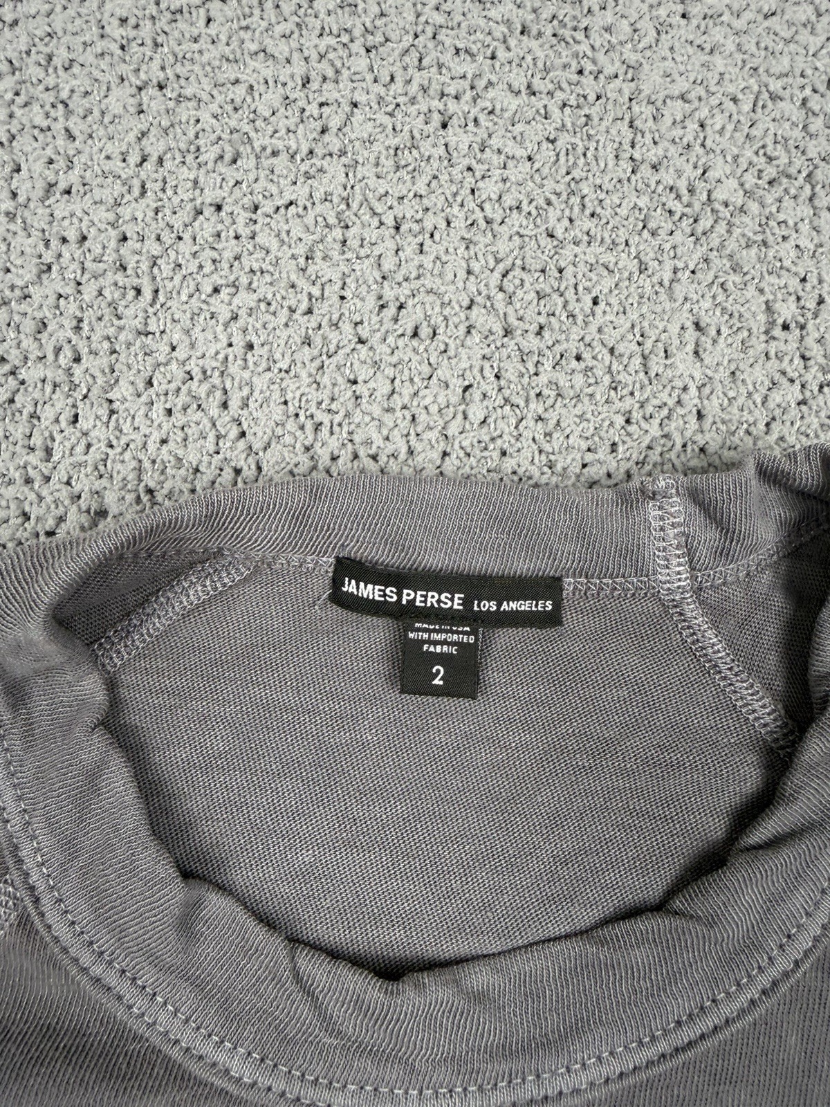 James Perse Shirt Mens M (2) Gray Slub Jersey Long Sleeve Raglan Crew USA gallery
