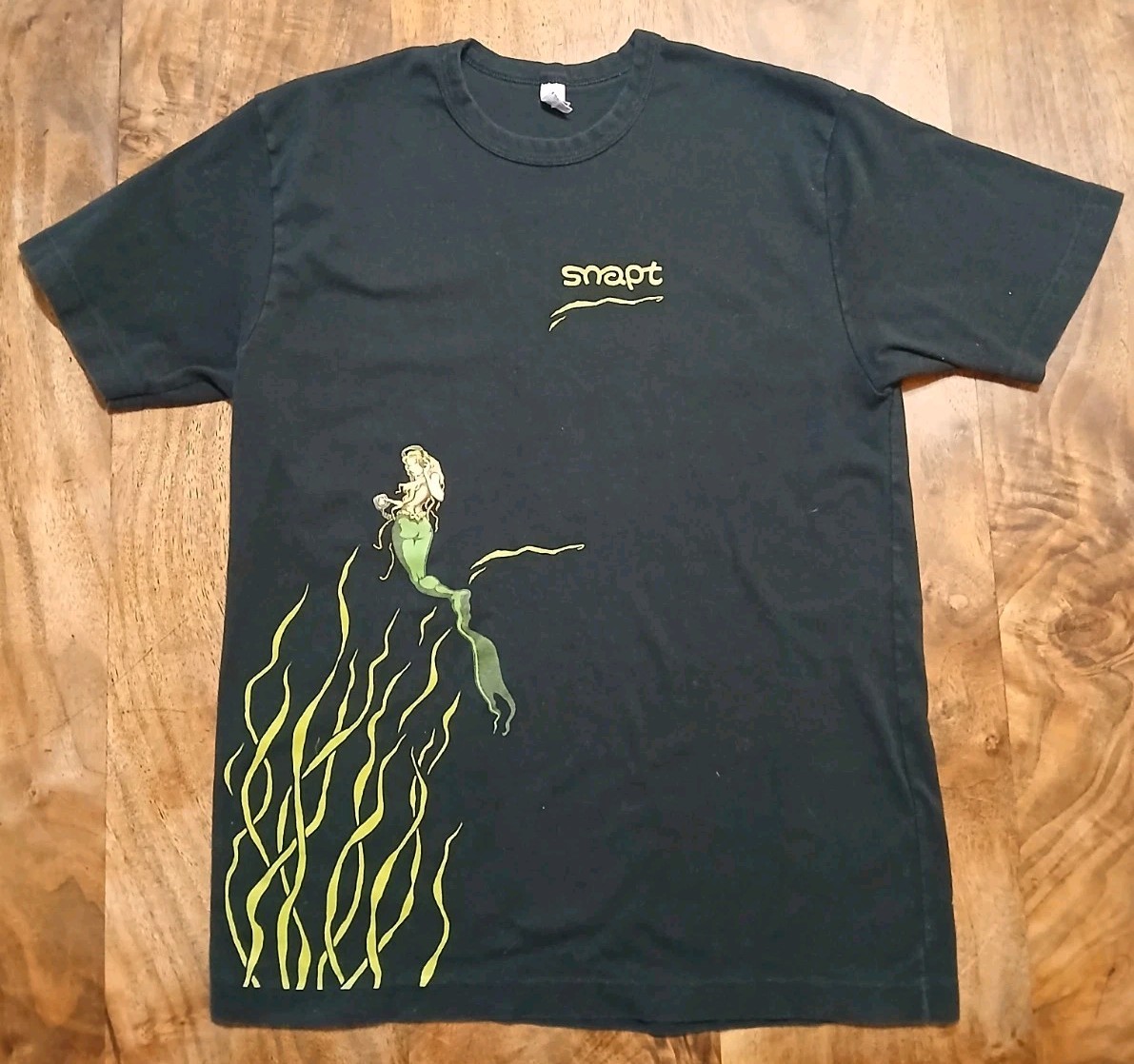 Vintage SNAPT Black T-shirt Mermaid Headphone Rave Culture XL gallery