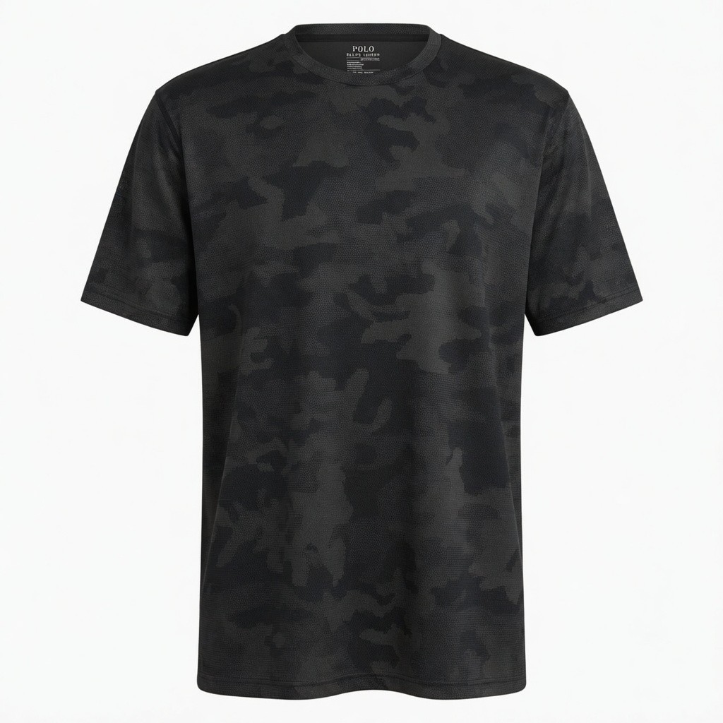 Polo Ralph Lauren Performance XLT Black Camouflage Mesh Short Sleeve T-Shirt EUC