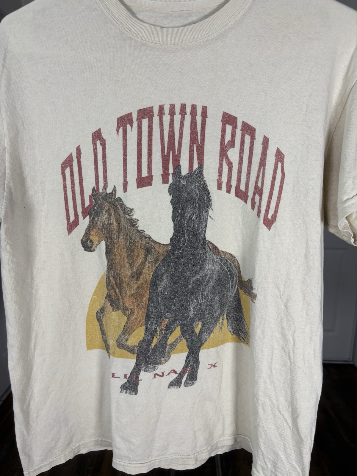 Goodie Two Sleeves Lil Nas X Old Town Road Graphic Men's Beige Crew Neck Tee XS gallery