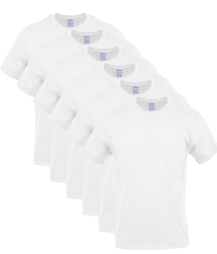 Gildan Men’s Crew T-Shirts Multipack Style G1100 Large White (6-pack)