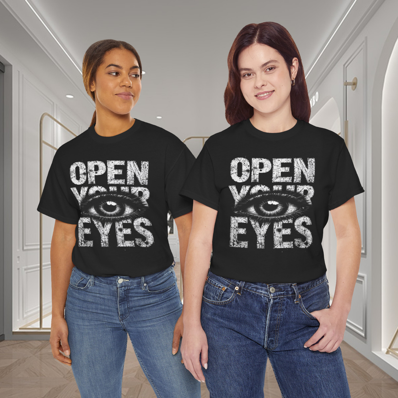 Open Your Eyes Distressed Eye Graphic T-Shirt gallery