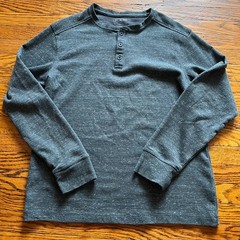 01 Algo Performance Thermal Henley Shirt Mens Large L Quick Dry Anti-Odor UPF 40