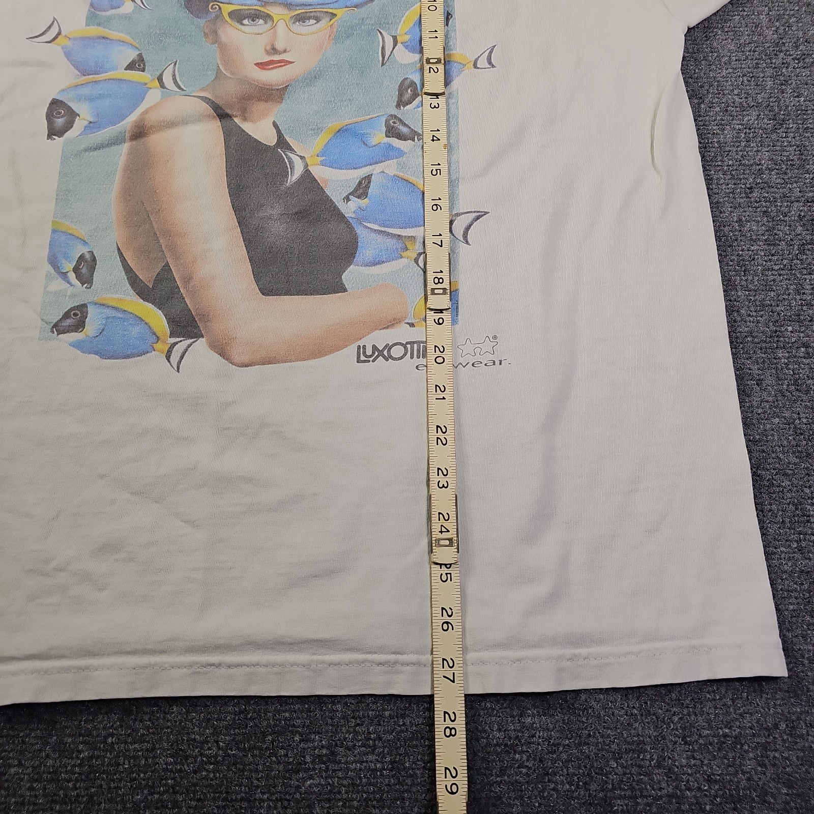 VINTAGE 90s Luxottica Eyewear Model Series Aquatic Graphic T-Shirt gallery