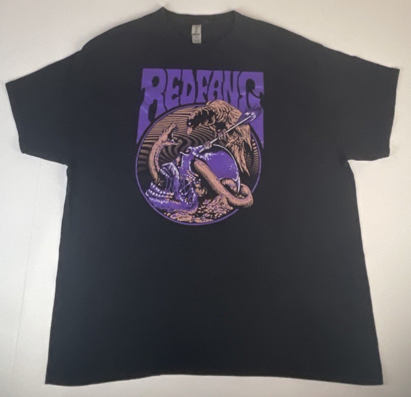 Red Fang Rock Band Shirt Mens Size XL Black Purple Skull Snake Crow Gildan Tag