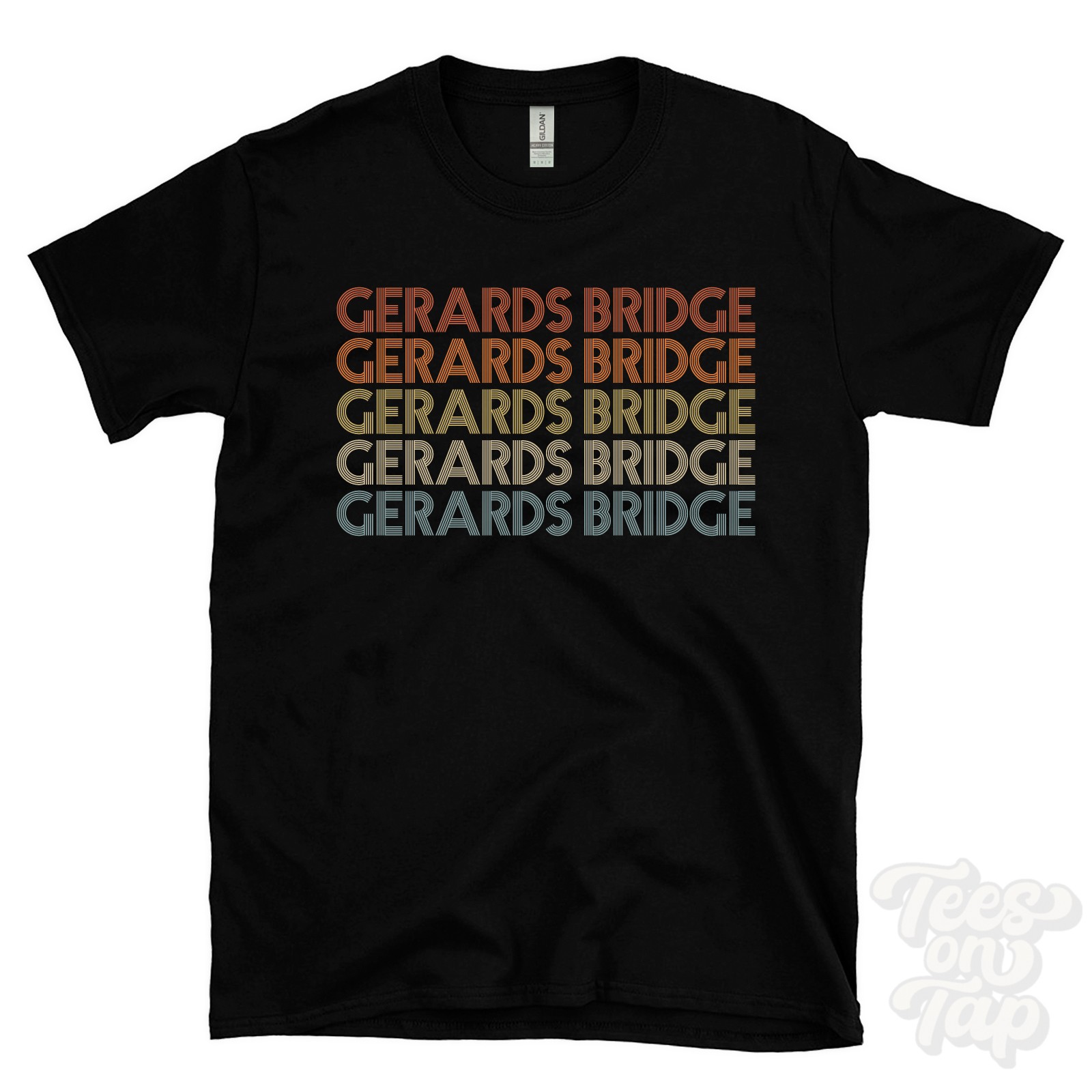 GERARDS BRIDGE REPEATED RETRO STYLE T-SHIRT mens & womens uk place name gift gallery
