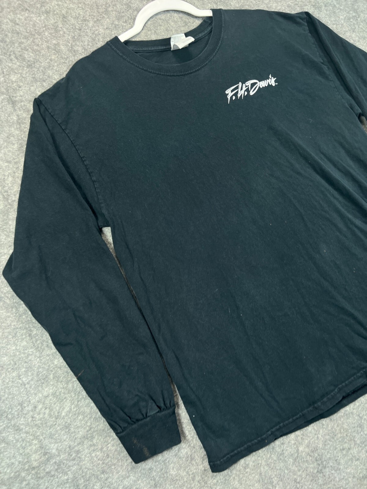 FH Davis No Warning Shots T Shirt Mens Large Black Skull Long Sleeve gallery
