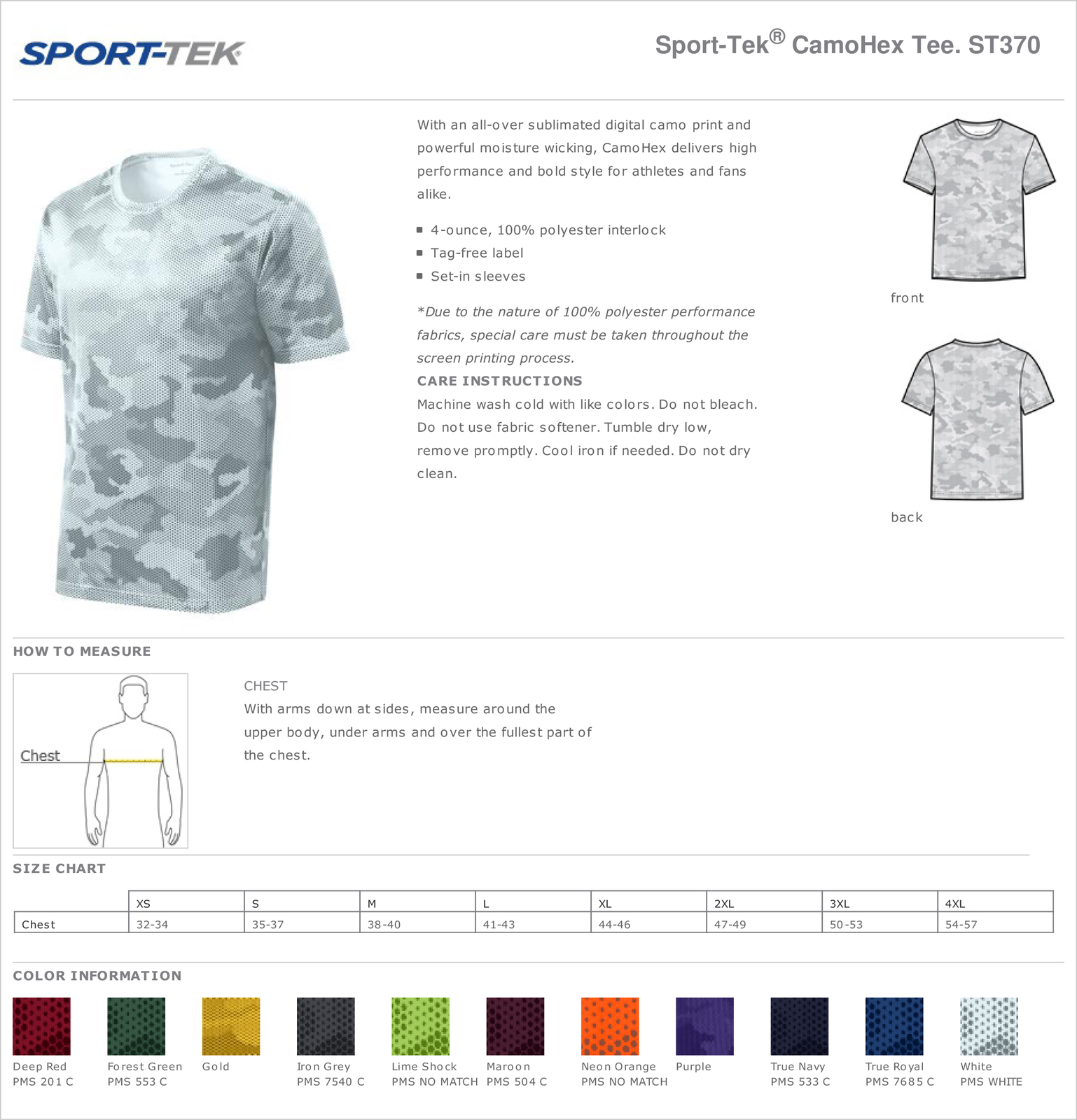 Sport-Tek Mens Dry Fit Camo Moisture Wicking Performance Workout T-Shirt M-ST370 gallery