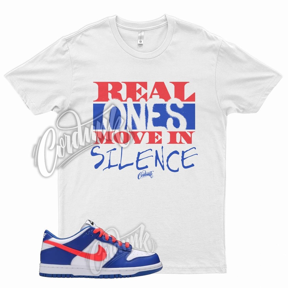 White REAL Shirt for N Dunk Low Bright Crimson Game Royal Black Infrared