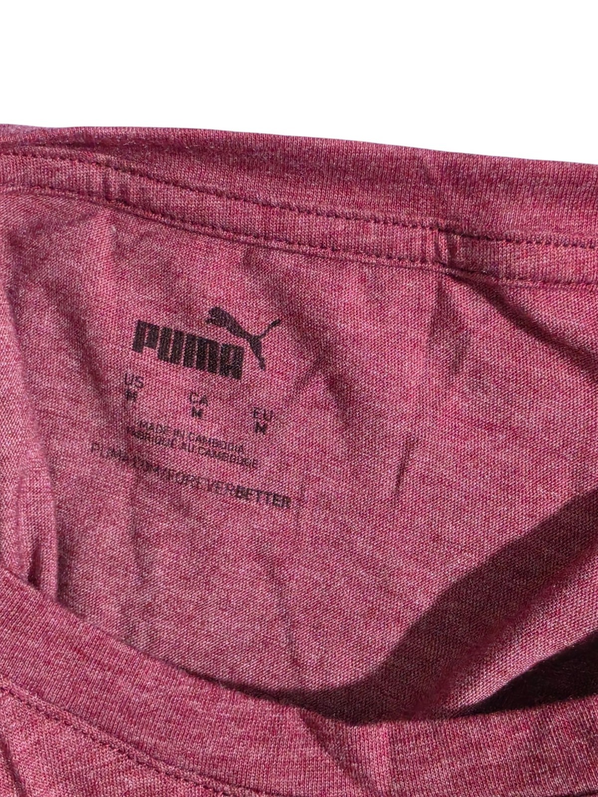 Puma Women's Pink Heather Logo Graphic T-Shirt Short Sleeve Athletic Tee Size M gallery