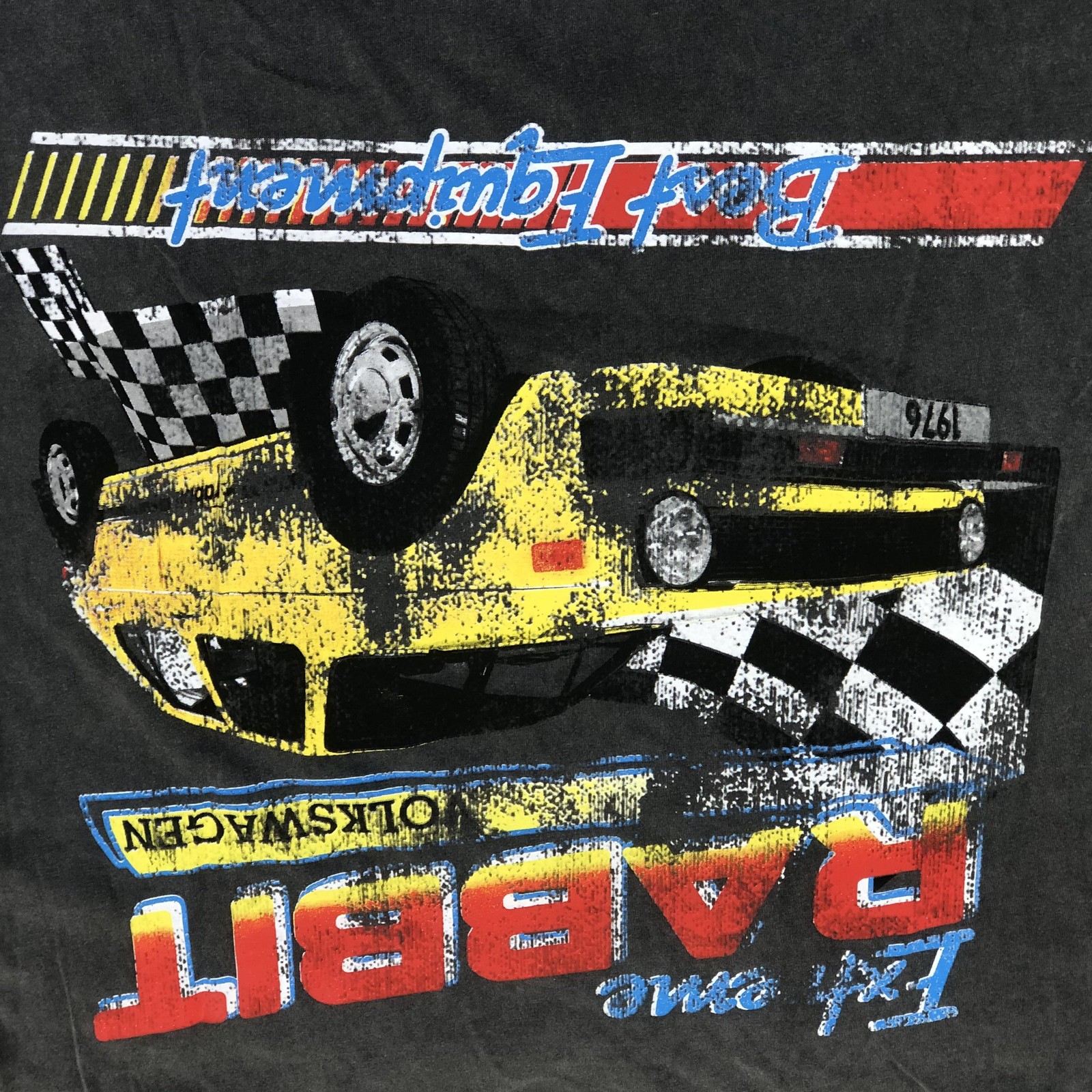 Volkswagen Shirt Mens Medium Charcoal Gray Rabbit Racing Graphic Tee Tagless VW gallery
