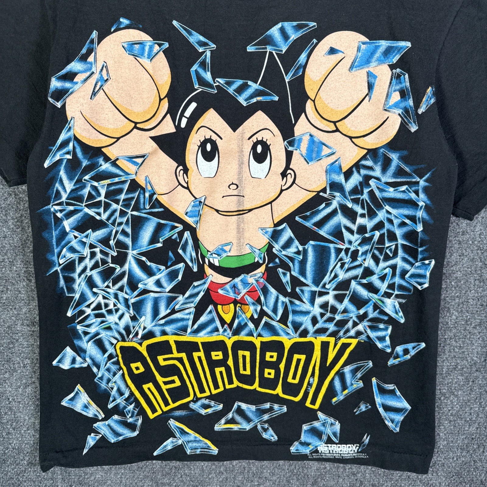 Vintage Astro Boy Shirt Mens Medium Black 90s Shattered Glass Cartoon RARE USA gallery