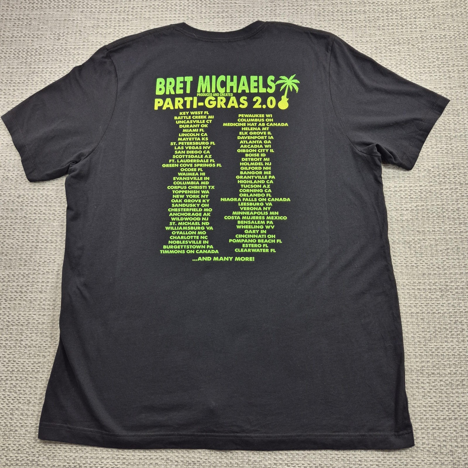 Bret Michaels Shirt Mens 2XL Black Parti-Gras Skull Graphic Tee Mardi Gras Tour gallery