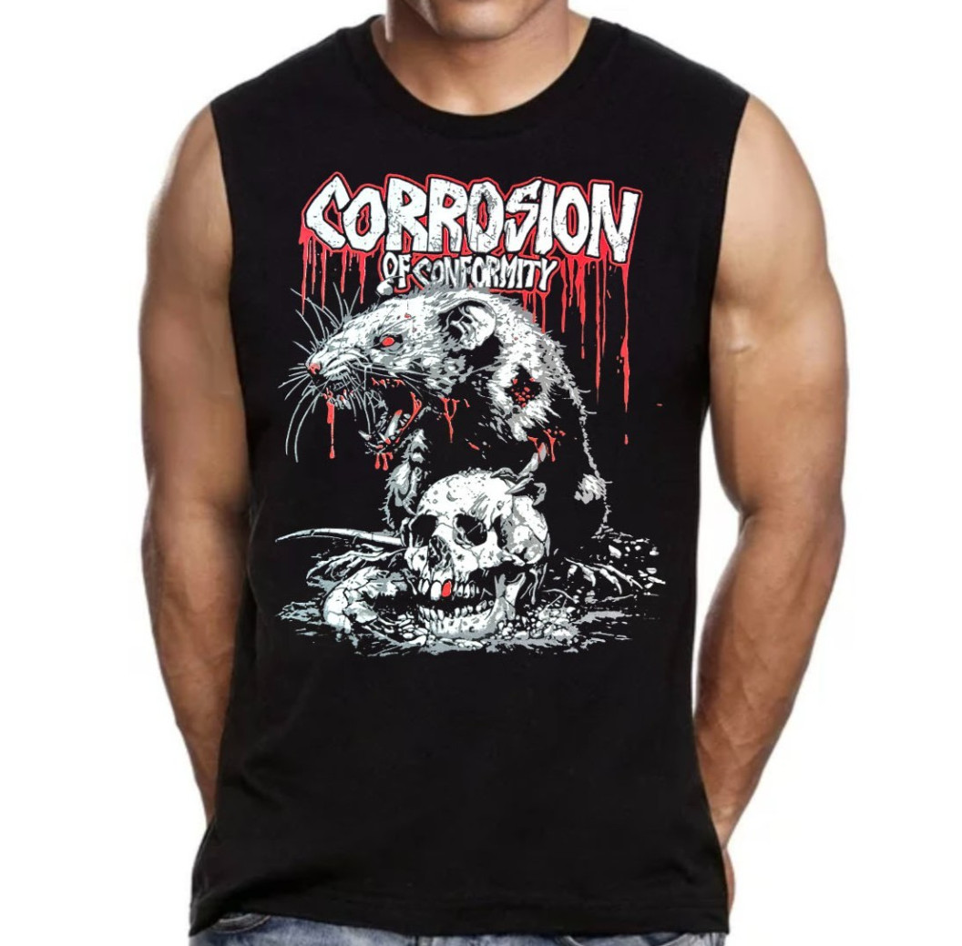 Corrosion Of Conformity (Rat/Skull) Heavy Metal Band Men’s Black Muscle Shirt