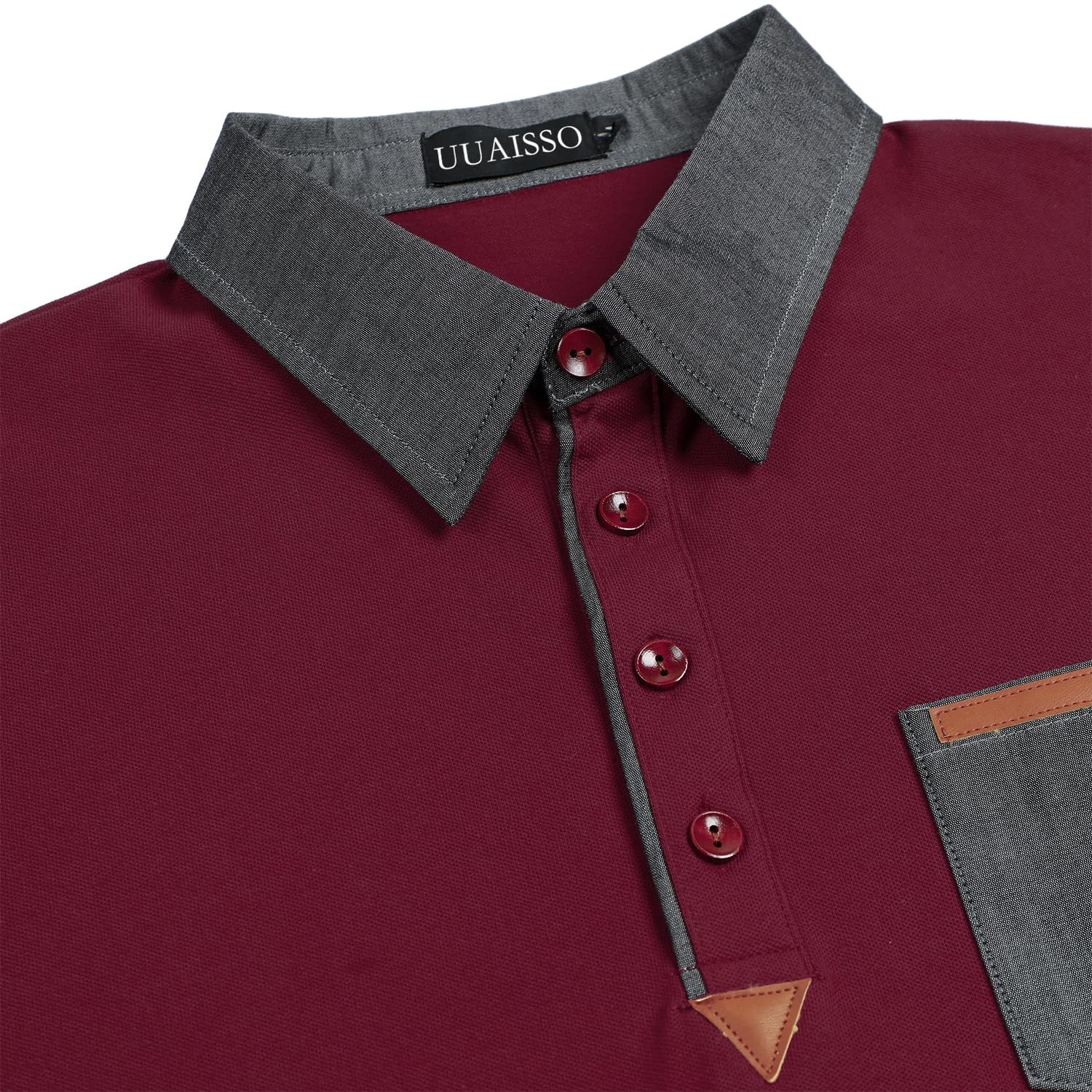 Polo shirt men's long sleeve polo shirts cotton color sewing pocket TShirt slim... gallery