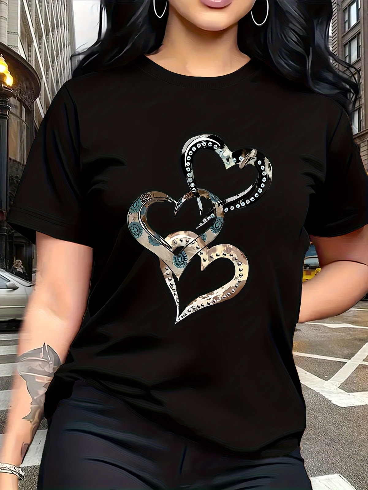Symbol of Emotion and Love Metal Texture Art Heart Print Trendy Fashion, Simpl gallery