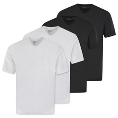 hajo Men’s T-Shirt, 4 Pack – Basic, Short Sleeve, V-Neck, Cotton, Plain…